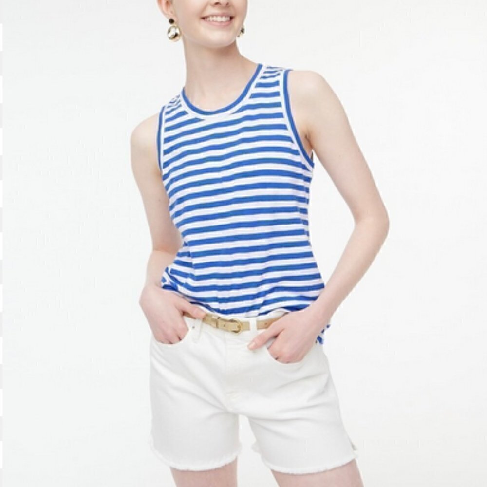 J.Crew Factory Women's Striped Girlfriend Tank Top, Blue and White